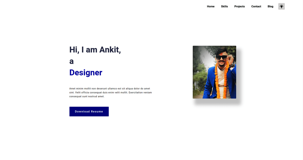 Ujjwal Bhandari, project Personal portfolio for a friend Ankit website created by ujjwal bhandari